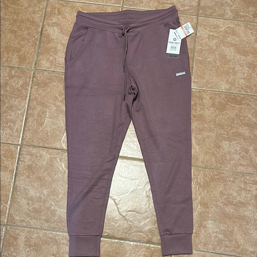 Nine West Purple Joggers with Elastic Waistband and Ribbed Cuffs